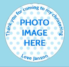 24 Personalised Christening Birthday Party Bag Picture Photo Stickers Labels
