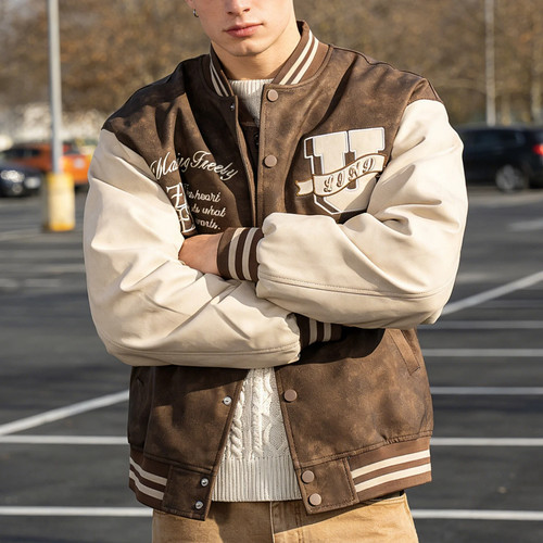 Mens leather varsity jacket - mens,