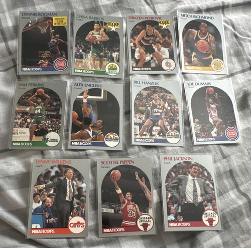 1990 nba hoops card lot - nba, 11-card