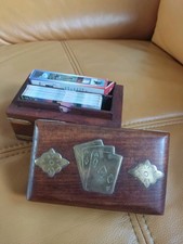 Playing Card Box Wood/metal inlays 3 aces Card Design, Vintage