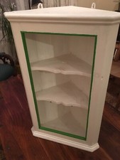 Shabby Chic Painted Corner Shelf Unit painted in white- 83cm high - 37cm depth