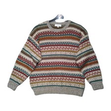 Vintage Fair Isle jumper Classic Jacquard Knitware brown size Large