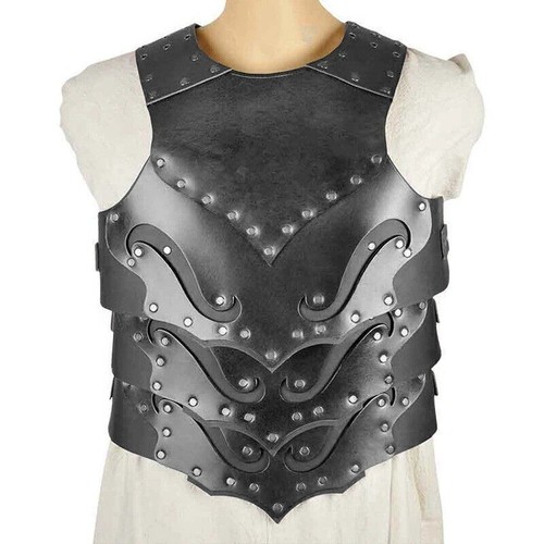 Leather chest armor vest - leather,