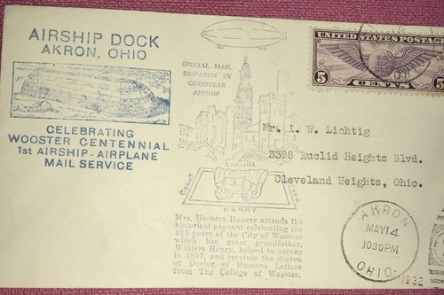 1st airship airplane - airship, mail