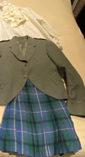 Mid 20th c Ancient Douglas Highland Kilt Outfit -Jacket Kilt Plaid & Shirt/Jabot