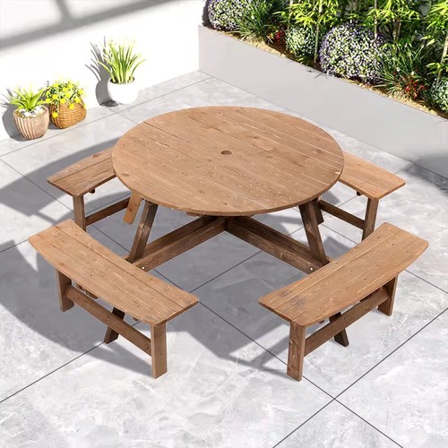 Seater wooden round picnic - seater,