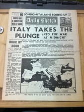 Newspaper Vintage 1940S Tuesday, June 11, 1940 daily sketch