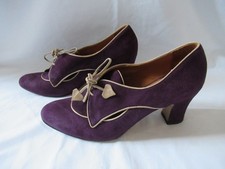 Hobbs Womens Vintage Style Purple Suede & Leather Heart Shoes Size 37.5 UK 4.5