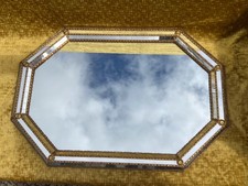 Vintage Venetian Ornate Mirror with Multi-Faceted Mirrors and Brass Garlands