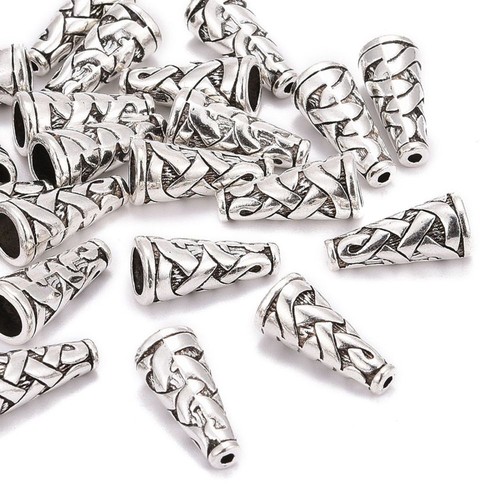 Tibetan silver bead - bead, cone