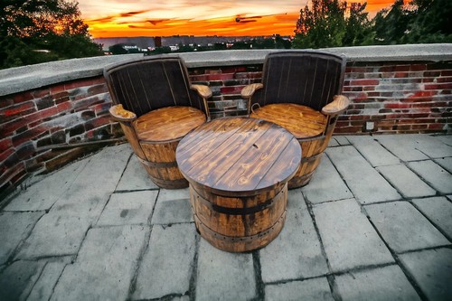 Whiskey barrel armchair set - armchair,
