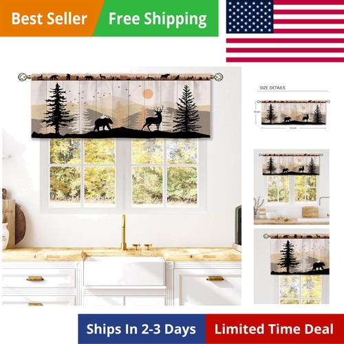Farmhouse forest cabin curtain - forest,