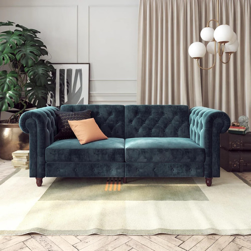 Velvet chesterfield sofa - chesterfield, bed