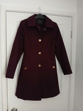 Womens Lipsy Burgundy Single Breasted Princess Dress Coat Size 8