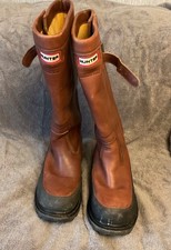 Hunter Crown Brown Leather Long Waterproof Boots UK Size 6