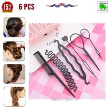 6 PCS HAIRSTYLE BRAIDING TOOLS Pull-through Hair Needle Dispenser Disk Braid UK