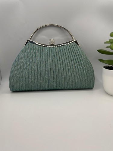 Teal sparkly clutch bag silver - teal,