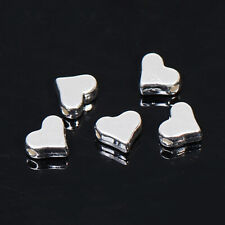 Heart Metal Spacer Beads 20pcs 7mm x 6mm - Silver Plated Love Charms Valatine