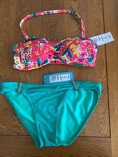 Marks And Spencer Ladies Floral Matched Bikini~Red Green Mix~UK10~BNWT