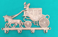 Vintage Ornate Brass Horse & Carriage Key Hanger Rack Holder ( A 81 )
