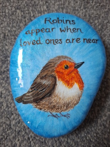 Hand painted robin - painted,