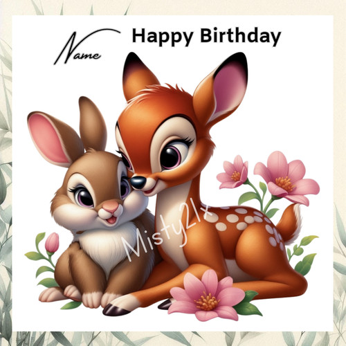 Personalised bambi greeting - personalised,