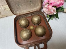 DELIGHTFUL VINTAGE FRENCH BOULES PETANQUE SET IN ORIGINAL CARRYING CASE 1950'S