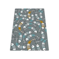 Furniture floor protector Mat under Chair Desk  Greek fish 120x90
