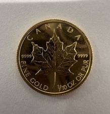 1992 1/10 oz Canadian Maple Leaf Gold Coin .9999 Fine Bullion Coin