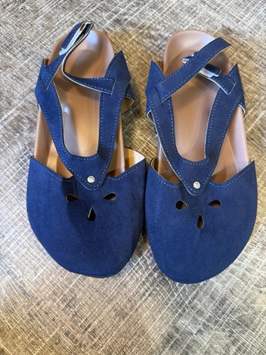 Women navy strappy flat - strappy,
