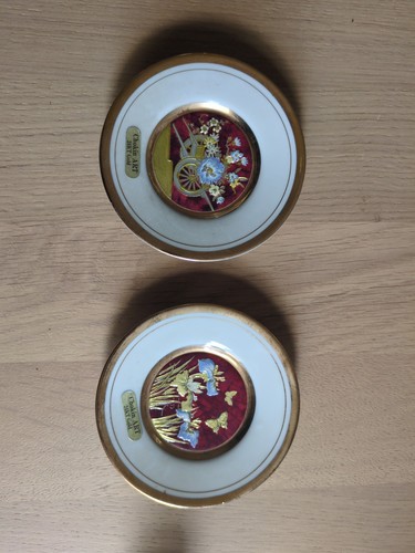 Pair chokin art plates 24k - of,