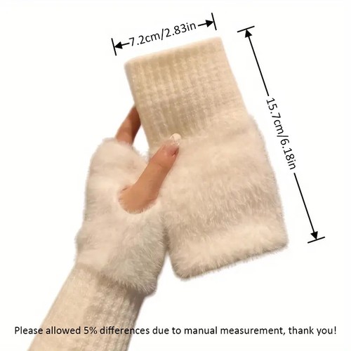 Fluffy knit fingerless gloves - knit,