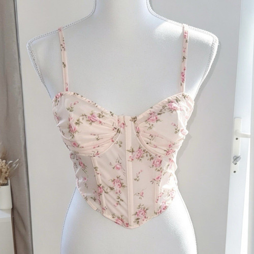 Cream floral corset style - cream,