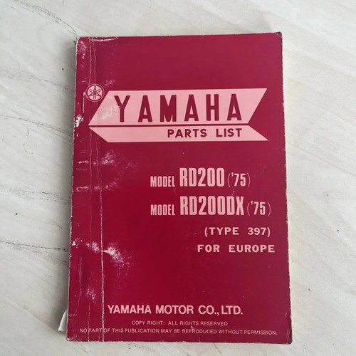 Yamaha rd200 parts catalog - rd200/dx,