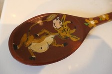 CANAL NARROW BOAT BARGE PAINTED 45.6CM WOODEN SPOON WITH FLOWERS AND COMICAL COW