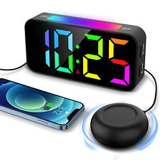 Digital Alarm Clock for Heavy Sleeper Bedroom LED Display Night Light w/ Shaker