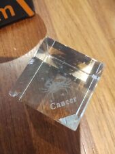Cancer Crab Paperweight Laser Etched Clear Glass Cube Ornament/Paper Weight 4cm