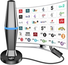 TV Aerial Indoor, Freeview Indoor TV Aerial with 560+ Miles Range, 360° Receptio