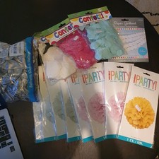 Paper Party Decorations and Silver Balloons Job Lot RRP£50