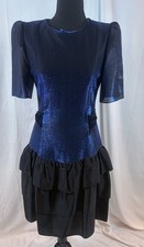 Vintage 80’s Made In USA Iridescent Blue Dress Shoulder Pads Medium  Large