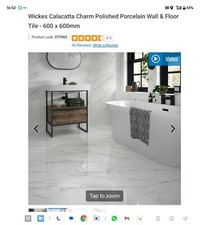 Wickes Calacatta Charm Polished Porcelain Wall & Floor Tile - 600 x 600mm