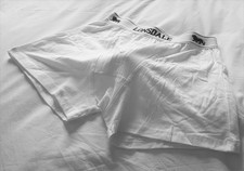 MENS LONSDALE WHITE/BLACK BOXER SHORTS - PACK OF 2 - BUTTON FLY - SIZE XL