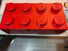 LEGO Storage Brick 8 Knobs RED - Stackable Plastic Storage Box with Lid