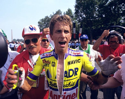 Greg lemond celebrates winning - lemond,
