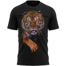 Tiger Print T Shirt Graphic Animal Rider Gifts For Him Birthday Present Idea Men
