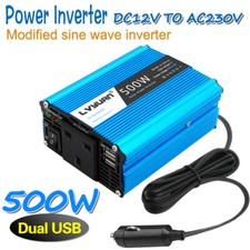 500W Power Inverter Converter DC 12V to AC 230V 240V Car Auto Adapter 2USB Trip