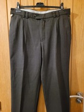 Men Meyer Brown Wool/Cotton Blend Checked Trousers, Size 36