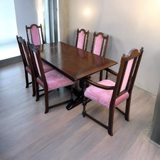 JAYCEE OLD CHARM CARVED OAK KITCHEN DINING SET TABLE 6 CHAIRS CARVERS ARMCHAIRS