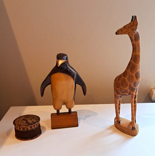 Carved wooden animal figurines - wooden,