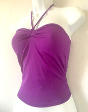 Ladies Purple GEORGE Halter / Strapless Tankini Top Size 10 - Bust Support Solid